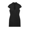 Vestido Mini Feminino 2026 Verão Novo Moda Europeia e Americana Texturizado com Fenda Cor Damasco 5721215