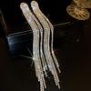 Agulha de prata longo tassel brincos diamante completo zircão leve luxo de alta qualidade brincos de metal fábrica atacado brincos inverno