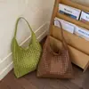 Bolsa Tote Grande de Cor Sólida Mãe e Filha para Mulheres, Nova Bolsa Tecida Vazada 2026, Bolsa de Ombro de Cor Sólida para o Dia a Dia