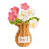 Planta en maceta estilo jarrón tejida a crochet, ramo artificial de lirios del valle tejido a mano con hilo, decoración de escritorio, flor tejida regalo de Navidad