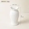 Vaso de Flor de Estilo Cream Nordic para Sala de Estar com Listras Verticais Brancas Decoração de Arranjo de Flores Vaso de Plástico Moderno Simples
