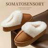 Pantuflas de Algodón Peludo con Suela Gruesa para Mujer, Calientes para Interiores, Antideslizantes, Zapatos para Confinamiento, Felpa Forrada, Calzado de Exterior Desodorante, Pantuflas de Felpa, Otoño e Invierno