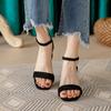 Sandalias de Mujer con Hebilla de Una Línea 2025 Verano Nuevo Versátil Moda Hada Punta Abierta Tacones Altos Gruesos para Mujer
