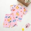 Pijama Infantil, Conjunto de Roupa de Casa de Algodão Seda para Meninos, Roupa Fina de Manga Comprida para Ar Condicionado para Meninas, Shorts, Desenho Animado