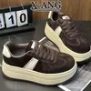 Zapatos de Entrenamiento Moral de Cuero Genuino para Mujer, Suelas Gruesas de Plataforma, Zapatos para Aumentar la Altura para Mujeres Bajitas, Tenis Retro Versátiles, Zapatos Deportivos Casuales
