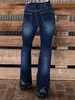 Hme Jeans de Mujer Europeos y Americanos Transfronterizos Marca de Tendencia High Street Retro Chica Caliente Ajuste Delgado Pantalones Acampanados Comercio Exterior Tiktok