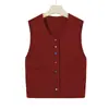 Chaleco Cardigan de Punto sin Mangas con Cuello en V y Botones de Colores, Ropa de Abrigo de Moda para Primavera, Chaleco Suéter para Madres de Edad Media