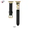 Pulseira Curta de Couro Camélia Adequada para Séries Apple 10 S11 Huawei Fit5 Gt6 Pulseira de Pulso de Couro com Corrente Jeans