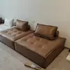 Sofá tipo bloque de tofu color crema, de un solo asiento, diseño minimalista, tela técnica, modular, combinación de dos asientos, adecuado para apartamentos pequeños, de suelo, sillón reclinable