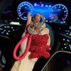 Chaveiro de carro de urso de argila com diamantes, cordão de chave de desenho animado, bolsa de diamantes pendurada, novo presente de Natal