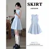 Vestido de lunares personalizado para mujer, vestido de verano petite ajustado a la cintura con cinturón, vestido corto de línea A estilo coreano, ropa de verano para mujer