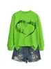 Amazon eBay Tienda Independiente Informal Cómoda de Moda para Mujer Sudadera de Manga Larga con Cuello Redondo con Nota Musical y Corazón para Comercio Exterior