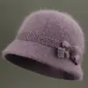Chapéu Boina de Pelúcia Quente Outono e Inverno para Vovó Senhora Idosa Moda Chapéu de Vovó Engrossado Chapéu Balde de Veludo Dourado