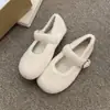 Primer Encuentro Temporada Gris Mary Jane Zapatos de Piel para Mujer Ropa Exterior de Invierno Nuevo Estilo Coreano Zapatos de Vestir Mujer Suela Plana Más Terciopelo Cálidos Zapatos de Algodón