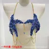 Traje de Baño Sexy Estilo Europeo y Americano Calado con Cuello Halter Metálico, Cadena Corporal de Estrás Completa de Estrella de Mar, Bikini de Lencería para Mujer sin Tirantes y Espalda Descubierta