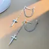Pendientes de Plata Modernos y Únicos Plata de Ley S925 Cruz y Cadena Diseño Retro Estilo Hong Kong Nicho y Único