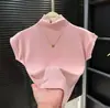 Camiseta Base Adelgazante de Ajuste Delgado, Elegante y de Gama Alta para Mujer, Nuevo Estilo Verano 2026, Color Sólido, Cuello Medio Alto, Top Versátil