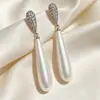 Brincos de contas de concha simples e combinados Brincos de joias vintage diários Brincos de pérolas de madrepérola elegantes de alta qualidade para mulheres da Coreia do Sul