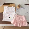Conjunto de Verano para Niñas, Nuevo Elegante Conjunto de Manga Corta Estilo Urbano para Niños, Moderno Conjunto de Dos Piezas para Bebés y Niños Pequeños
