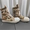 Zapatos Casuales de Caña Alta para Hombre Europeo y Americano High Street Denim Lavado Transpirables Verano Suela Gruesa Aumentantes Zapatos de Lona Zapatillas de Hombre