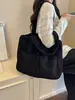 Bolsa tote casual simples de ombro único estilo coreano para o inverno, nova bolsa de veludo cotelê fashion versátil de grande capacidade com cordão para o dia a dia