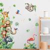 Pegatina de pared con diseño de jirafa y elefante de dibujos animados para habitación infantil, dormitorio, puerta, papel pintado decorativo para guardería, autoadhesiva