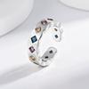 Anillo de moda japonés y coreano de gran venta transfronteriza con diseño de apertura, geométrico, de colores mixtos, con diamantes cuadrados, para el dedo índice, joyería de alta textura.