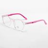 Gafas Bloqueadoras de Luz Azul para Niños de TR90, Patillas Flexibles Bicolores de 180 Grados, Montura Redonda, Sin Graduación, Se Pueden Adaptar Lentes Graduados 2305