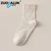 Meias Zobaron para Mulheres, Meias de Meia-Panturrilha com Laço para o Verão, Meias de Algodão com Bolinhas Estilo Japonês, Absorventes de Suor, Respiráveis, Meias Casuais Femininas para Venda por Atacado