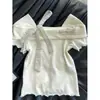 Camiseta dulce y picante de manga corta estilo francés para mujer con diseño de corbata y lazo, nuevo modelo de verano con colores contrastantes, top deslumbrante