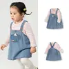 Roupas Infantis Balabala Vestido Infantil Meninas Outono Saia de Suspensório Linha A Conjunto de Duas Peças Bolsos de Borboleta Detalhados Exquisitos
