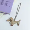 Huayang Cuero de PU Perro Dachshund Correa de Mano Bolso Colgante Lanyard para Teléfono Accesorios Llavero de Coche DIY Nuevo