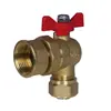 Válvula de Esfera de Ângulo Peifeng com Interface Alumínio-Plástico DN25 1 polegada Válvula de Latão com Rosca Interna para Água Quente e Fria, HVAC, Encanamento Residencial