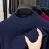 Suéter de Punto Grueso Cálido para Hombre, Nuevo Otoño Invierno 2026, Cuello Semi Alto, Lavable a Máquina, Capa Base de Punto para Hombre