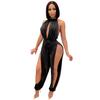 X3737 Novo Produto Transfronteiriço Aliexpress Amazon Moda Europeia e Americana Sexy Macacão Feminino Elástico com Fenda e Tiras