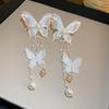 Pendientes de Perlas de Cristal Artificial Aguja de Plata Pendientes de Borla de Mariposa Super Hada para Niña de Verano Pendientes Pendientes Populares para Mujer