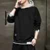 Sudadera con capucha Chaqueta para hombre 2024 Otoño Tendencia Ins Juvenil Holgada Falsa de Dos Piezas Camiseta de Manga Larga Marca de Moda Estilo Hong Kong