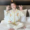 Pijama Infantil Primavera y Otoño Niñas Algodón Nube Manga Larga Estilo Delgado Niñas Niños Mayores Estilo Otoño Conjunto de Ropa para el Hogar Niños Pequeños y Medianos