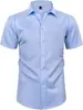 Camisa social masculina casual de manga curta, com botões, elasticidade em quatro direções, sem amassar, para uso transfronteiriço, camisa formal de verão, elástica, não precisa passar