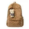 Nova Mochila de Veludo Cotelê para Meninas Alunas do Ensino Fundamental Bolsa de Ombro Duplo Alunos Universitários Mochila de Grande Capacidade Estilo Japonês Mochila Fofa para Computador