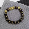 Pulsera de seis palabras de oro vietnamita imitación con doble cuenta dorada, para la suerte, la fortuna, la acumulación de riqueza, joyería de cuentas para hombres y mujeres
