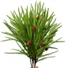 Ramo de Esquejes de Árbol de Navidad Pe Caucho Suave Hoja de Aguja de Pino Accesorios de Decoración Plantas Verdes Artificiales Piñas Simuladas Decoración Navideña