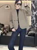 Jaqueta Casual Estilo Coreano Primavera e Outono Nova Moda de Alto Padrão Temperamento Elegante Botão Único Gola V Solta Versátil Jaqueta Corta-vento