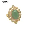 MR028 Anillo de Joyería para Fiesta Estilo Palacio Retro Exquisita Gema Redonda Pequeña Incrustada con Circonita Multicolores Opcionales para Mujer