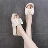 Pantuflas de Piel Suave para Mujer, Nuevo Estilo Verano 2026, Suela Gruesa con Moño, Adecuadas para Combinar con Vestidos, Chanclas Casuales de Plataforma