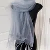 "Seda de Amora" Cachecol Longo de Seda Branco para Mulheres, Estilo de Verão, Xale de Proteção Solar, Leve, Fluido, Cachecol Versátil