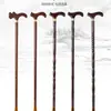 Bastón de Madera de Secuoya para Personas Mayores, Bastón de Madera Maciza con Cabeza de Dragón, Bastón de Madera de Cuatro Patas Antideslizante, Bastón Ligero