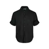 Camisa de Linho Tencel de Verão com Manga Dobrada Estilo Old Money, Respirável, Não Gruda Suor, Caimento Fluido, Blusa Solta de Manga Curta para Homens