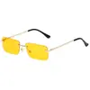 Gafas de Sol sin Marco para Mujer, Marco Cuadrado Pequeño, Lentes Oceánicas, Patillas de Resorte, Estilo Urbano de Moda, Gafas Transfronterizas
