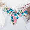 Tanga estampado sexy de seda de hielo sin costuras para mujer, entrepierna de algodón, ligero, transpirable, pantalones T invisibles para mujer, suministro transfronterizo para mujer